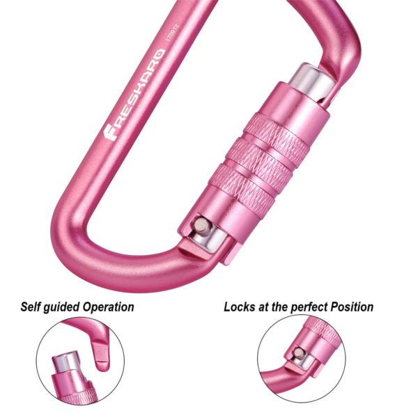 12kN Auto-locking Pink Carabiner Function