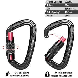 25kN Carabiner Twist Lock Operation