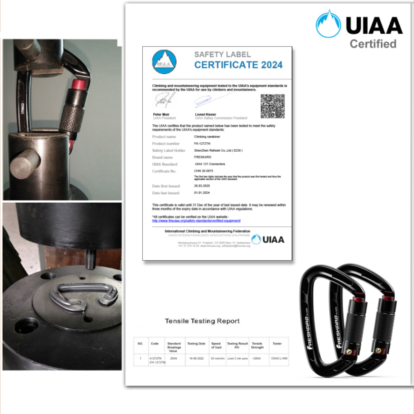 Freskaro Carabiner 25kN Certification 2021