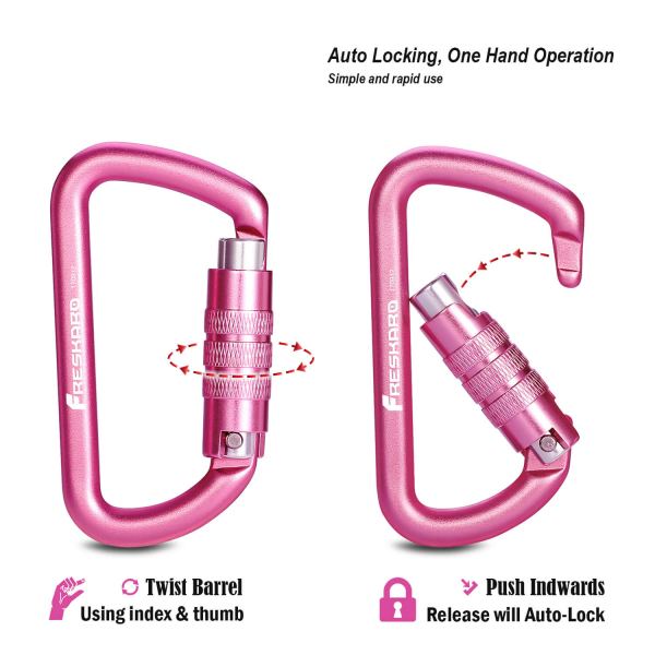 12kN Auto-locking Carabiner Pink