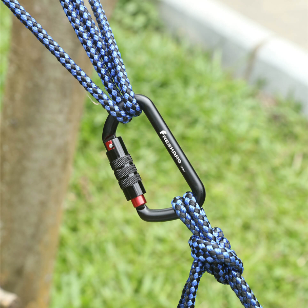 12Kn Autolocking carabiner holding ropes together