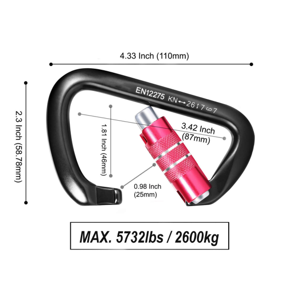 26kN Auto-locking Carabiner Size