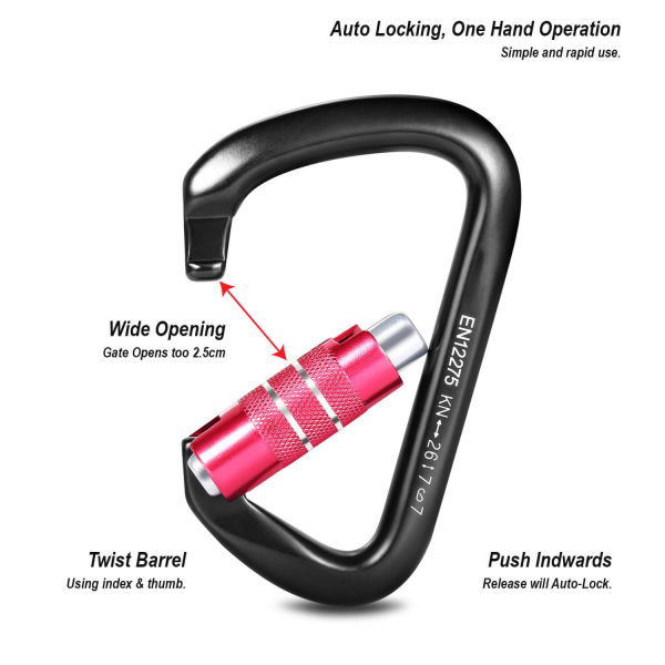 26kN Auto-locking Carabiner Features