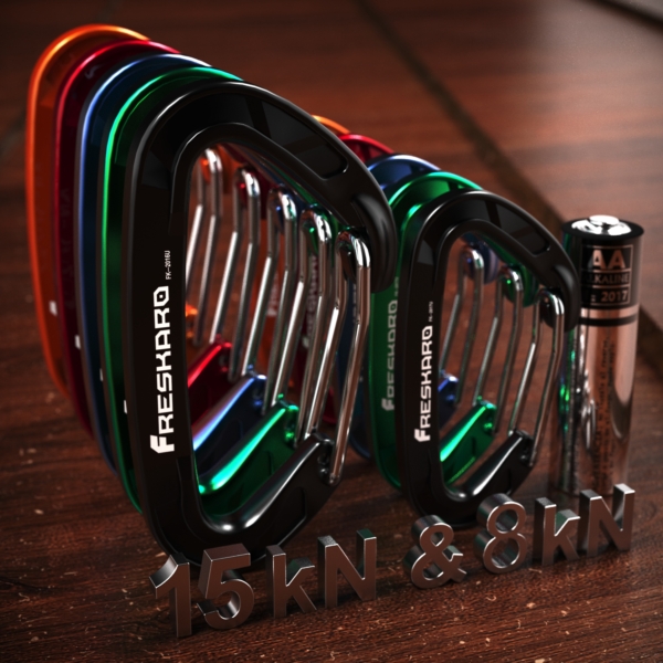 15kn and 8kn Wiregate carabiner Size comparasion