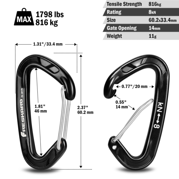 8kN carabiner dimensions