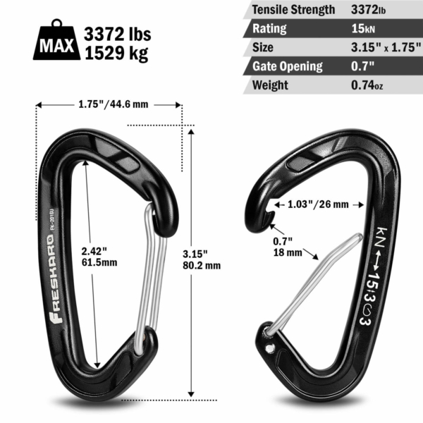 15kn carabiner dimensions