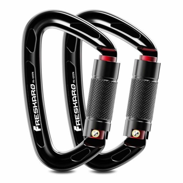 FresKaro Auto-locking carabiner black pack of 2