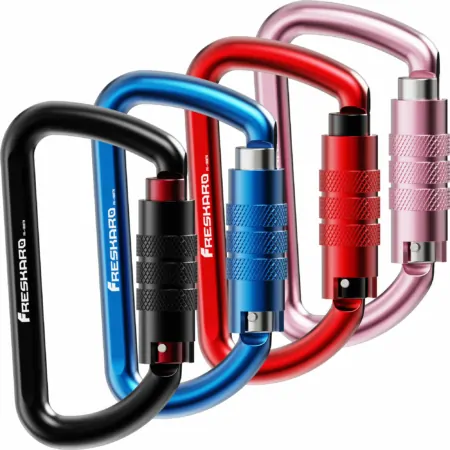 12kn autolocking carabiner in black blue red and pink