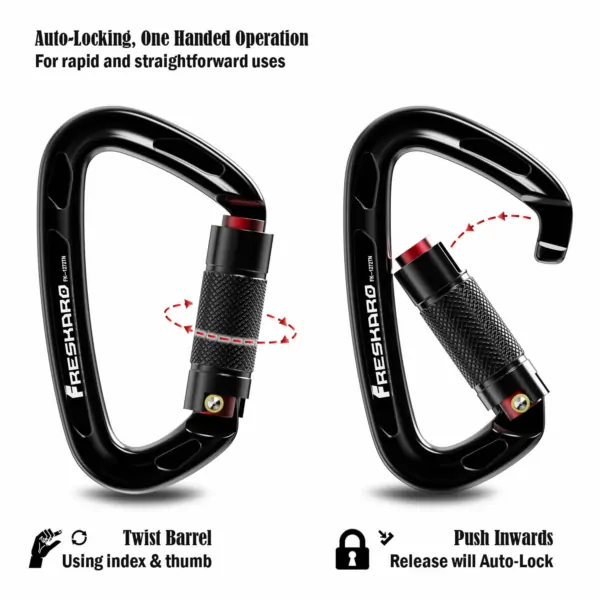 FresKaro Autolocking Climbing Carabiner Operaition