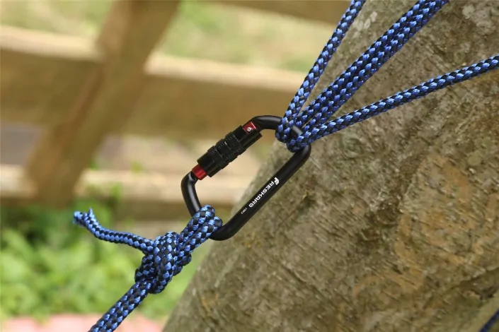 12kN Auto-locking Black Carabiner Hammock hanging