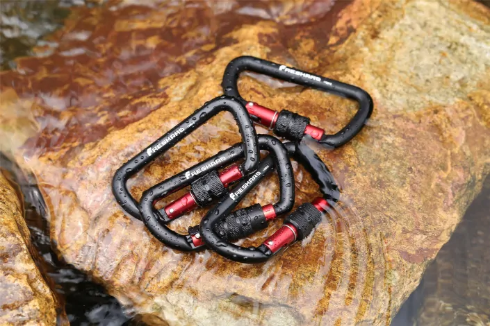 12kN Screw-locking Black Carabiner 4pack