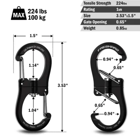 1kn swivel carabiner dimension details